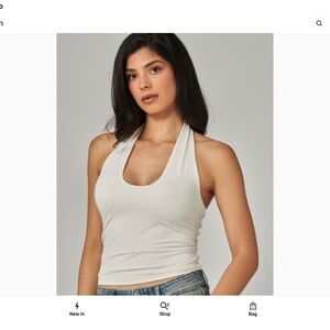 Love Poem Chic White Halter Open Back Top | Double Layer | Size Medium NEW